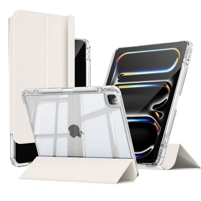 와이드 클리어 아이패드 슬라이드 세로거치 고광택 투명케이스 아이패드 7 8 9 10 에어 6 5 4 프로11 프로13 12 호환 애플펜슬 충전 수납 홀더