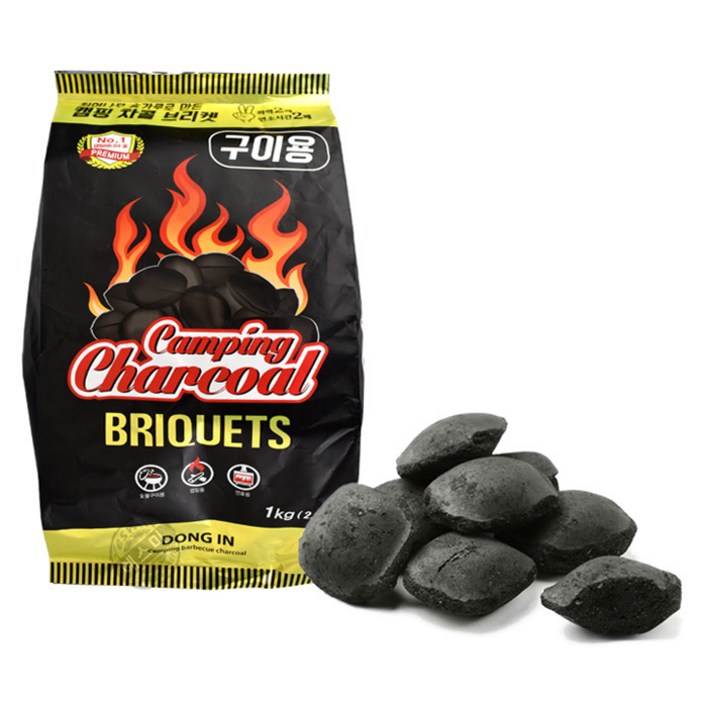 동인 차콜 캠핑숯 1kg 브리켓 천연숯 숯불 맹그로브 바베큐숯 조개탄 야자숯