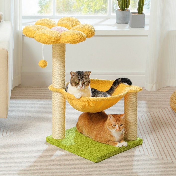 PAWZ Road 3단 귀여운 플라워 소형 캣타워,꽃모양 전망대스크래쳐 기둥해멱