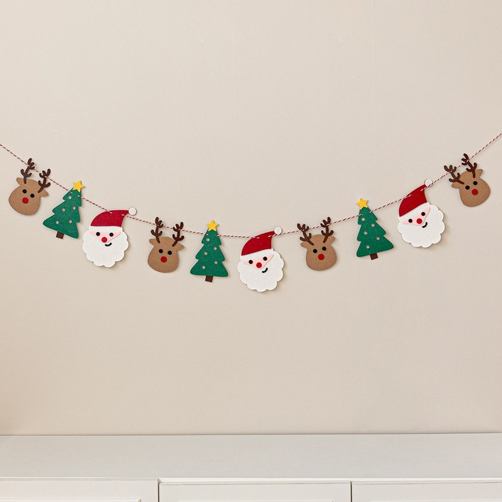 파티몬 크리스마스 루돌프 산타 트리 펠트 가랜드 홈 파티 용품 장식 소품