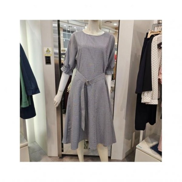 백화점 정품 지센 원피스 HC02 써커체크 퍼프소매 핏플레어NA LCOPN623 466275
