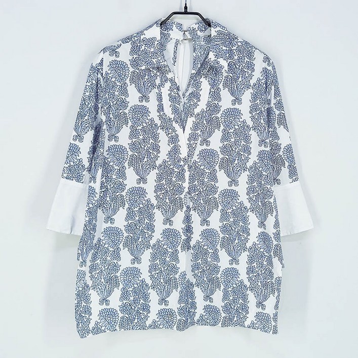 빈티지다온 여성 딥브이 8부소매 블라우스 화이트55   38636