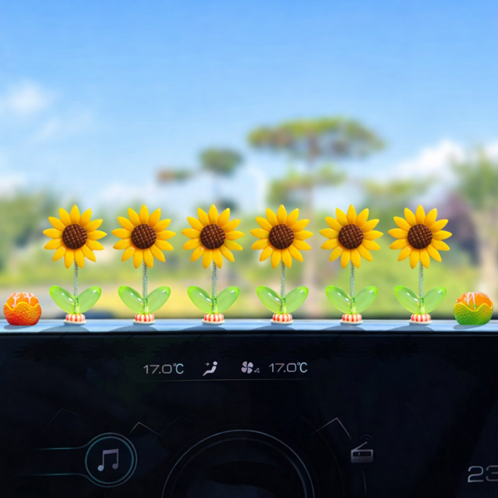 하루템 자동차 흔들리는 해바라기 장식 차량 대시보드 인테리어 소품