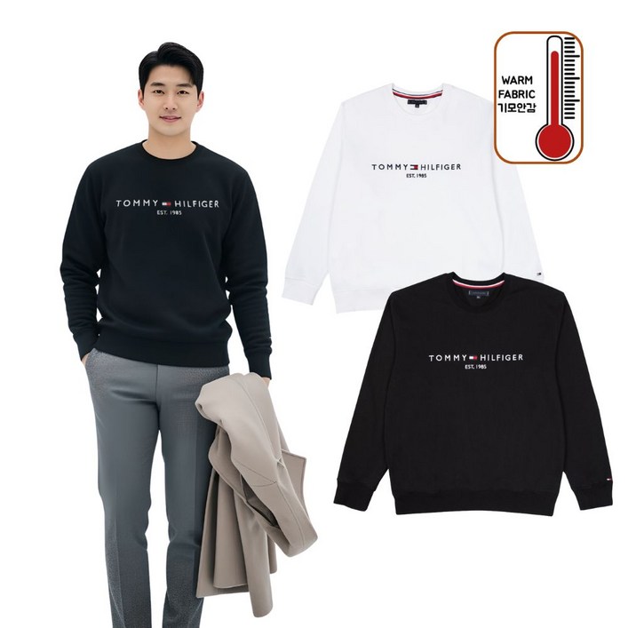 타미힐피거 기모 자수로고 맨투맨스웨트셔츠