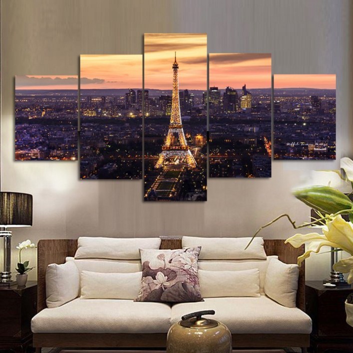 인메이블 거실 인테리어 캔버스 액자 57종 대형 분할 그림 북유럽 카페 풍경 사진 식물 집들이 선물 소품, 162.I 나이트에펠탑 5세트