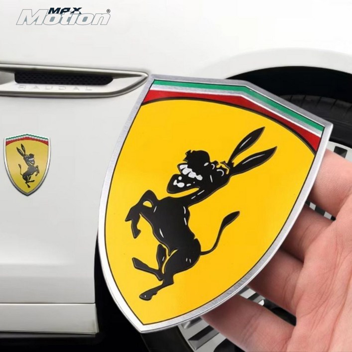 맥스모션 3D 페라리 동키 자동차 로고 엠블럼 스티커, 1개, 왼쪽