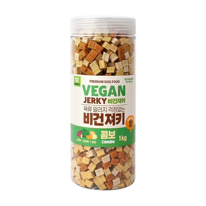 닥터케어누트 강아지 비건 져키 영양간식 육류알러지케어 대용량 4종, 1개, 1kg, 혼합맛고구마단호박감자 닥터케어누트 강아지 비건 져키 영양간식 육류알러지케어 대용량 4종, 1개, 1kg, 혼합맛고구마단호박감자
