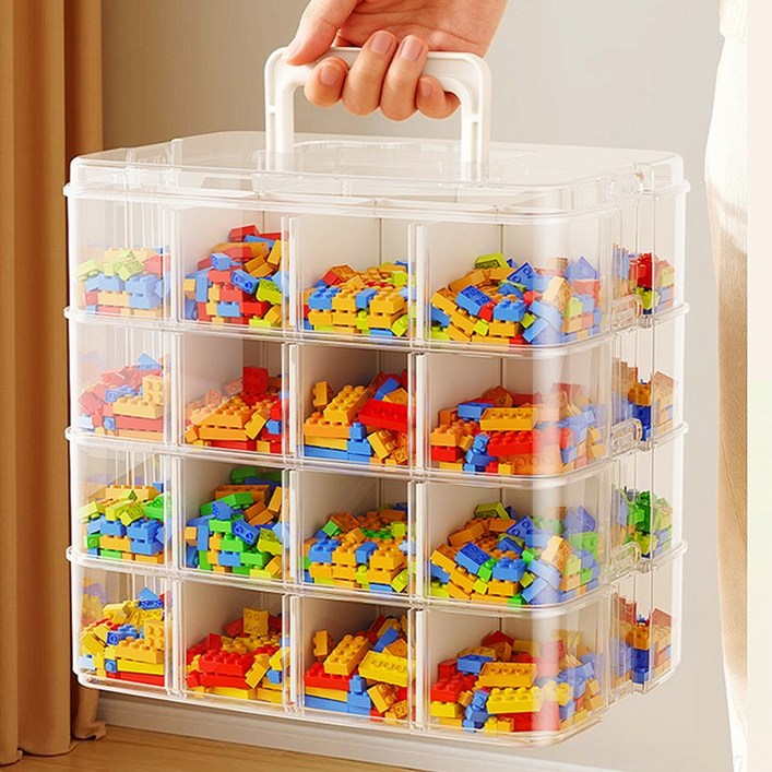 오펀 칸막이 레고 블럭 정리함 장난감 정리함 토이박스, 1개, 검정