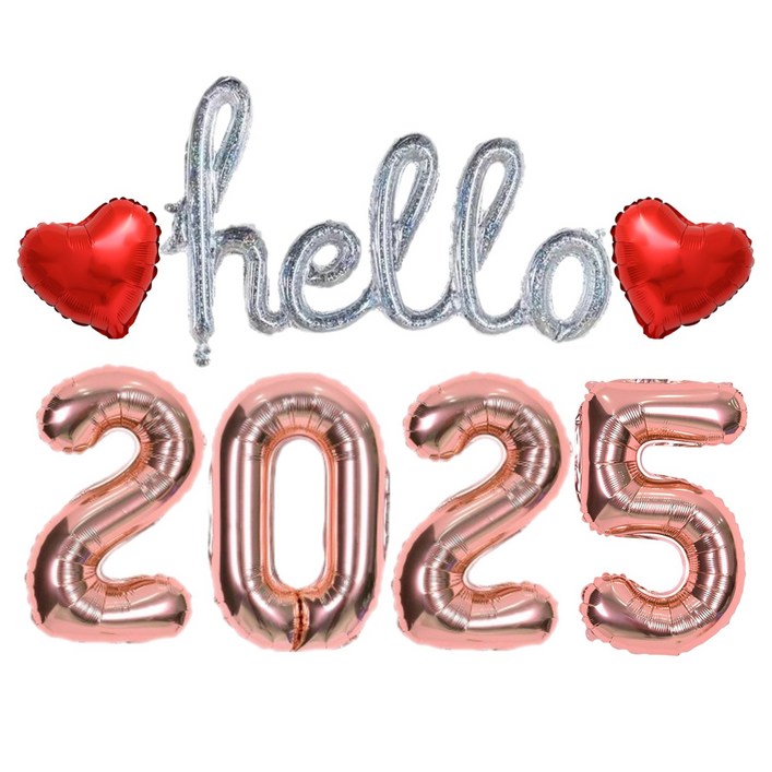 헬로 Hello 2025 새해 풍선세트 신년 파티 용품, 1개