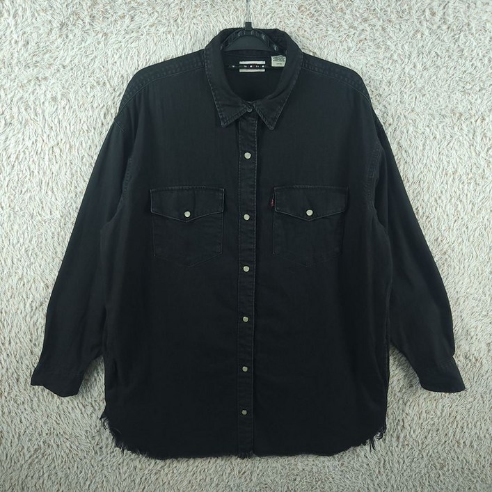빈티지프렌 여S리바이스 흑청 데님 롱 셔츠