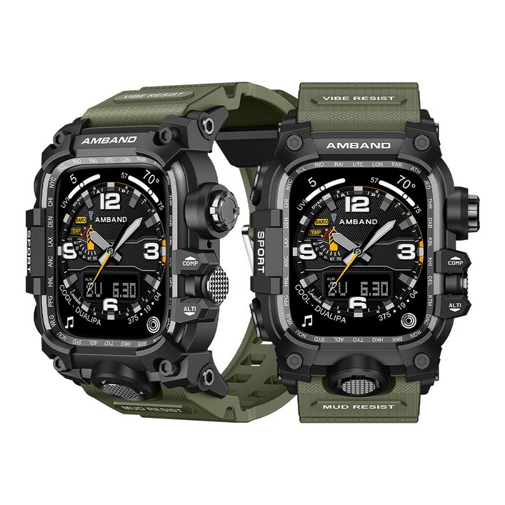 애플워치 울트라 풀커버 케이스 스트랩 일체형 러기드아머 시계줄 밴드, 카키, 1개