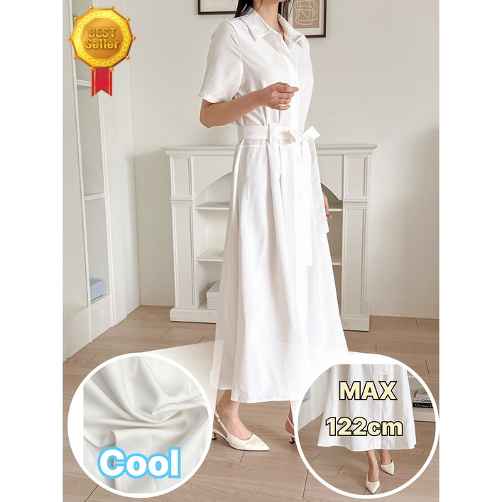 Cool122cm시선라운지 엠마 셔츠 롱 원피스 여름 하객룩 오피스룩