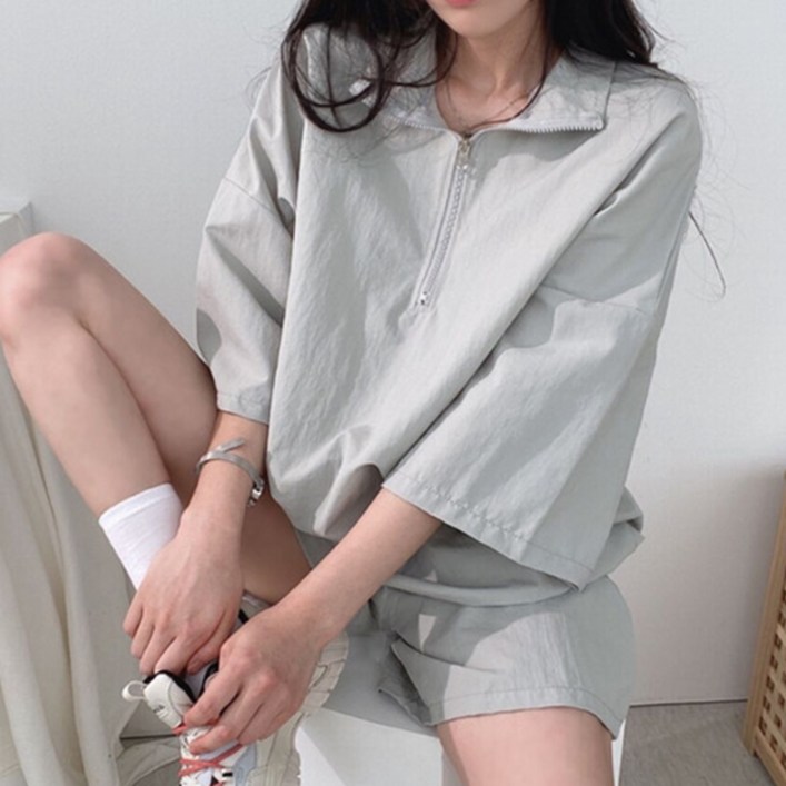 여성 여름 아노락 반집업 트레이닝 츄리닝 상하 세트 WI093SET