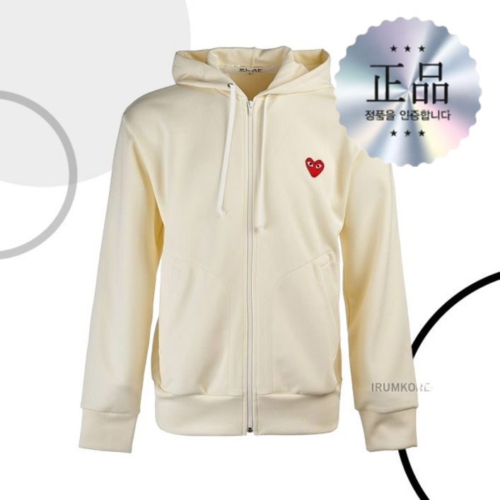 꼼데가르송 라벨루쏘 FW24 공용 하트 와펜 후드티셔츠 AX T172 051 3 IVORY 249351 꼼데가르송 라벨루쏘 FW24 공용 하트 와펜 후드티셔츠 AX T172 051 3 IVORY 249351