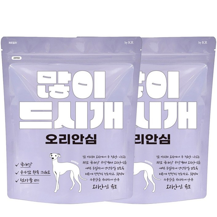 반려동물 많이드시개 대용량 수제 간식 400g, 오리안심, 300g, 2개 반려동물 많이드시개 대용량 수제 간식 400g, 오리안심, 300g, 2개