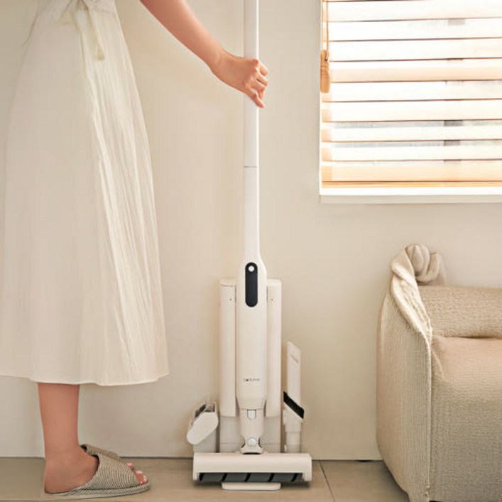 다루마 자동먼지비움 무선 청소기 클린스테이션 초경량 강력흡입 먼지비움청소기, 화이트, DVC820