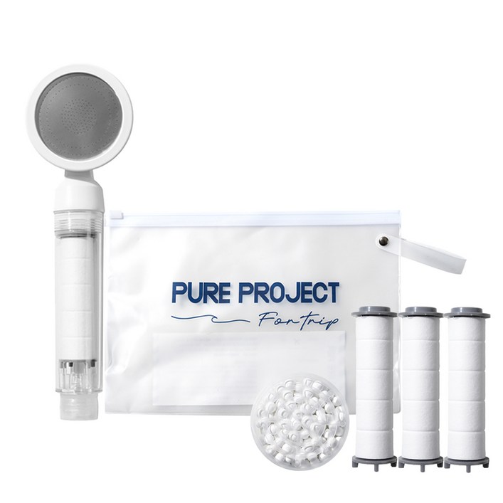 퓨어프로젝트 필수 해외여행용 샤워기헤드 + 휴대용 파우치 세트