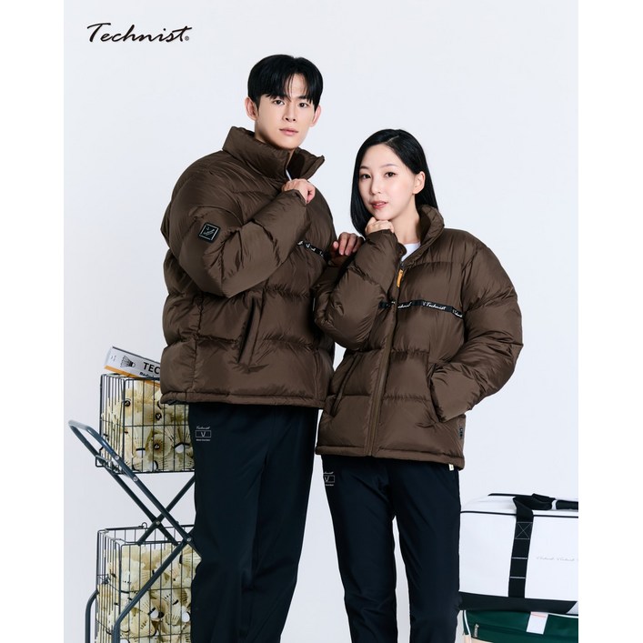 테크니스트 TNJ45127 덕다운 패딩 브라운 남여공용 배드민턴 피클볼 스포츠웨어