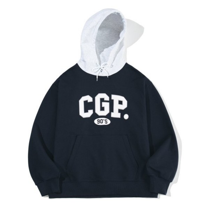 코드그라피 후드티 90S CGP 믹스 배색 후디네이비