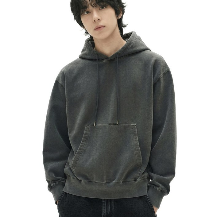 남녀공용 테리 피그먼트 빈티지 후드티 오버핏 빅사이즈