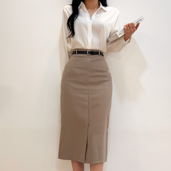 투디 베이직 링클프리 H라인 벨트 롱스커트 국내제작, 3color, S,M