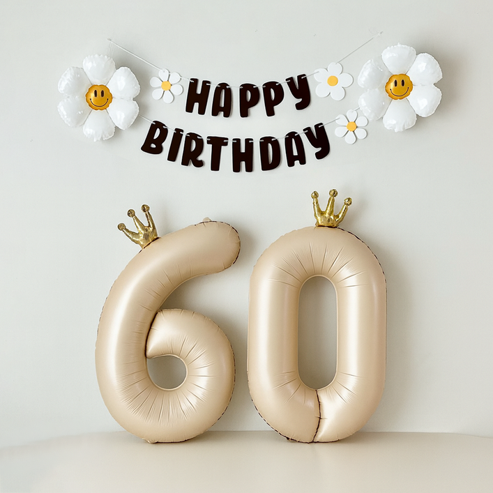 해피제이니 환갑이벤트 데이지 숫자풍선 환갑 칠순 생일 파티용품 세트