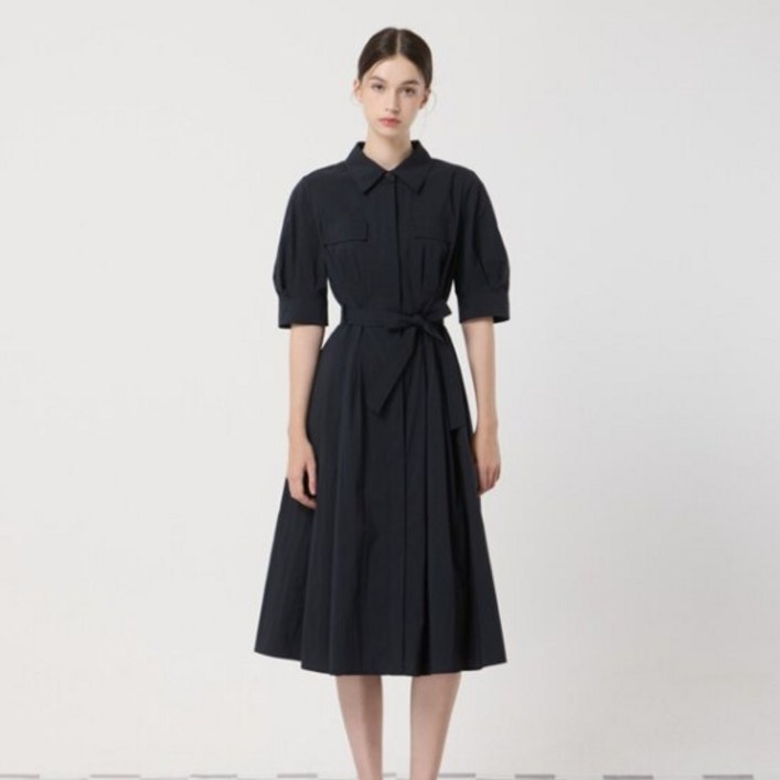 CC콜렉트벨티드 볼륨 슬리브 핀턱 원피스 C252MSE331 627322