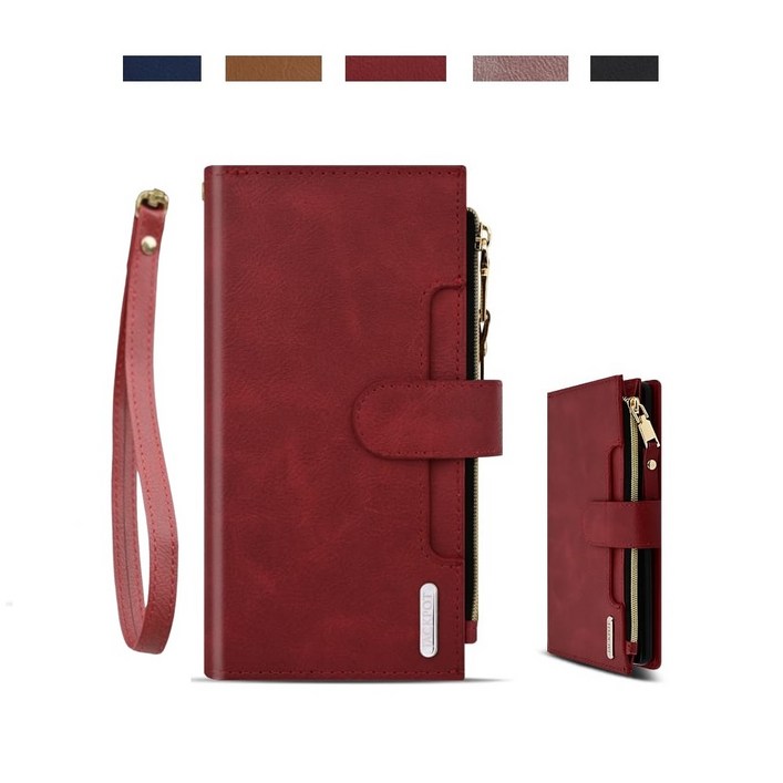 갤럭시S22 케이스 SM-S901N 가죽 원트리원 슬림 지퍼 지갑형 카드 지폐 수납 포켓 지갑 (손목 팔목 스트랩 포함) 커버