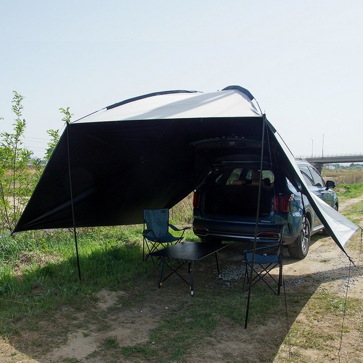 마이딘 MCT-02 차량용 도킹 블랙코팅 타프 그늘막 접이식어닝 차양막 썬쉐이드 캠핑용품 + 자립세트증정