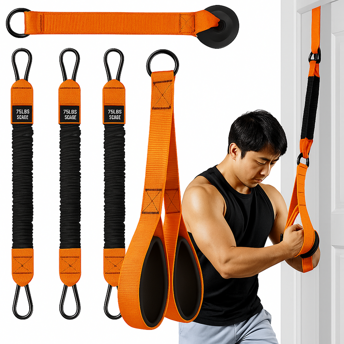 디노트 라텍스 홈트 문틈 튜빙 운동 밴드, 1개, 문틈 저항 밴드(오렌지)