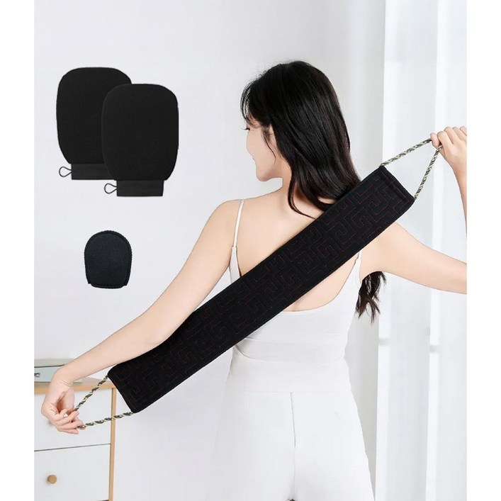 다잇홈 손이 닿지 않는 등까지 피부가 숨쉬는 프리미엄 때장갑  등때밀이 4종세트