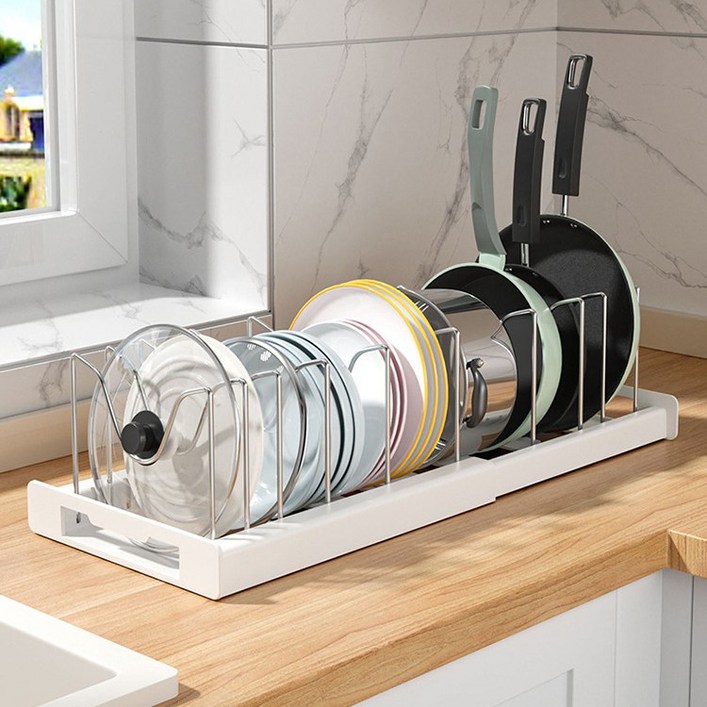 프로리빙 길이 조절 확장형 후라이팬 수납 정리대
