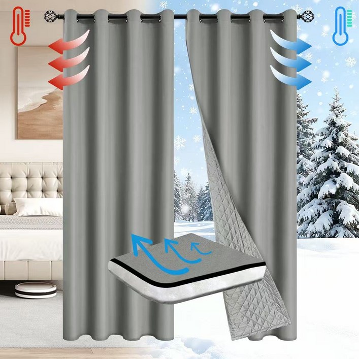 3중 방한 커튼 패딩커튼 거실 암막커튼 방한방풍 단열 겨울 방풍 아일렛