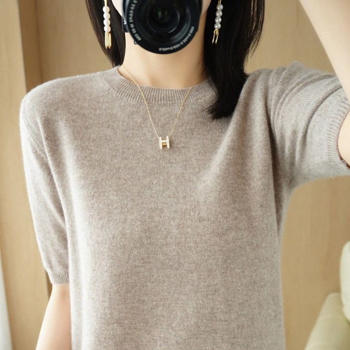 데일리쮸 여성 반팔 라운드 니트 티셔츠