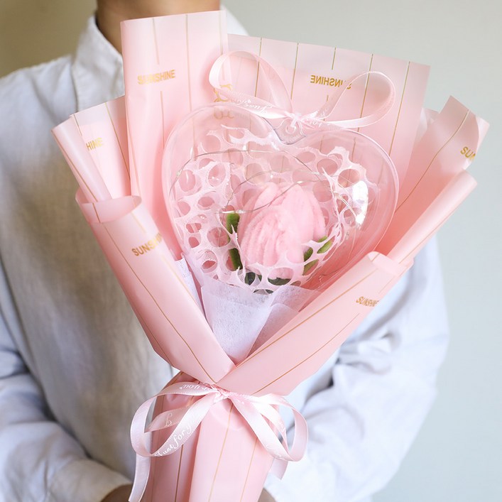 디셈버앤코 기념일 발표회 선물 귀여운 졸업식 꽃다발, 1개, 01.디셈버꽃다발하트볼 핑크