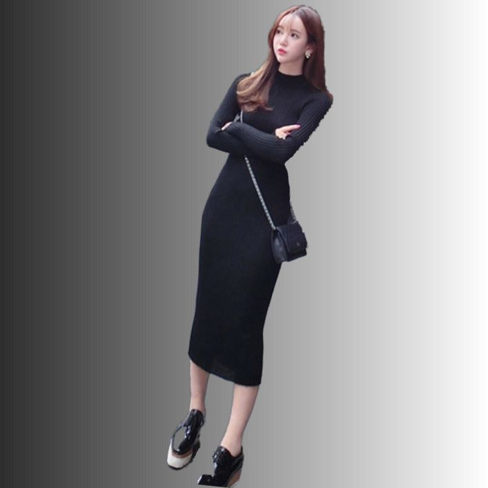 골지 여성 니트 슬림핏 반목 롱원피스 가을 패션 여름 시즌