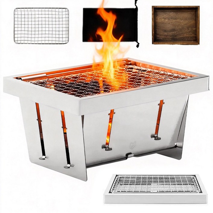 엠티링크 접이식 감성 불멍 캠핑 화로대 화목 난로+ 수납가방, 1개