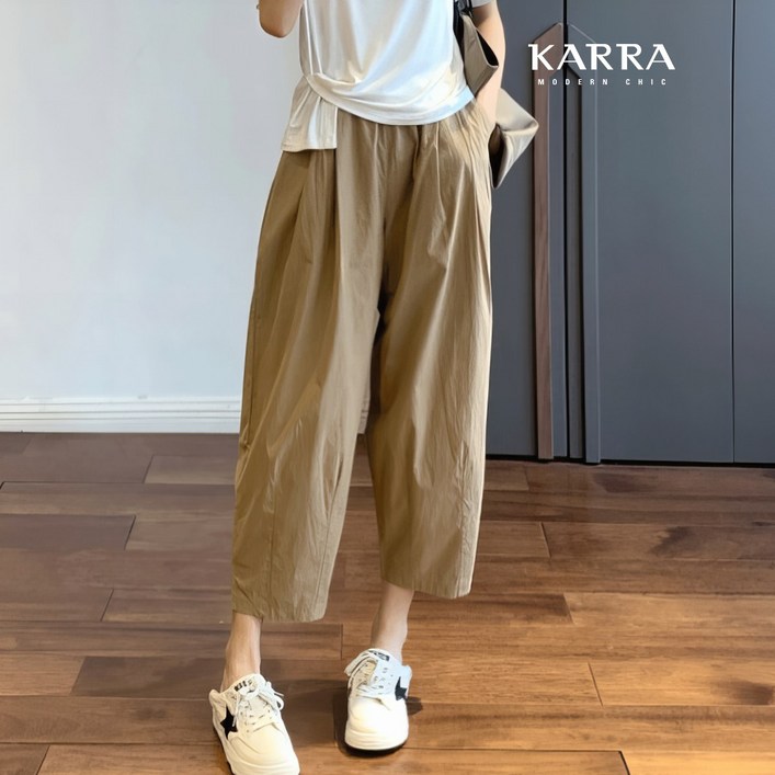 KARRA 핀턱네츄럴밴딩팬츠_KL5MPT003C