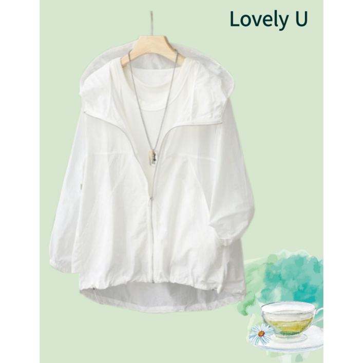 러블리유 여성 여름 바람막이 얇은 후드 아우터