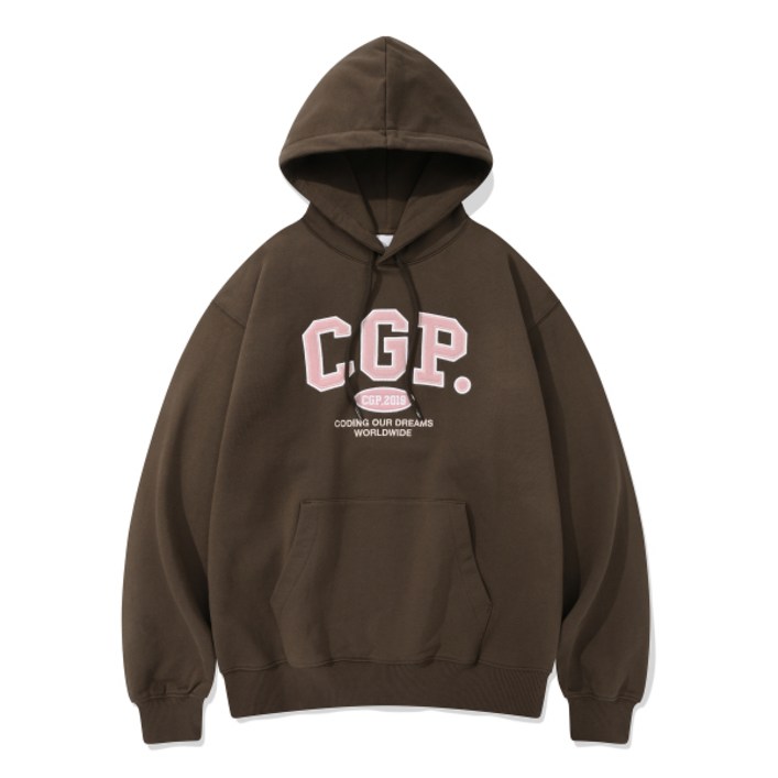 코드그라피 CGP 아치 로고 후드티브라운