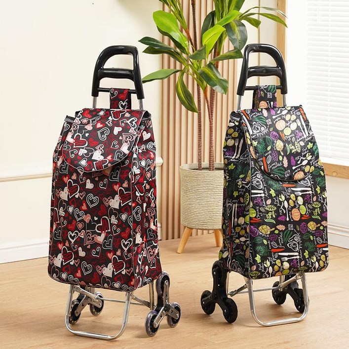 폴딩 카트 노인 접이식 쇼핑 수레 무음 계단 카트 왜건 올라가는 힐링캠핑 짐수레 장바구니 세바퀴 가벼운 카트 장보기 캐리어 웨건 작은