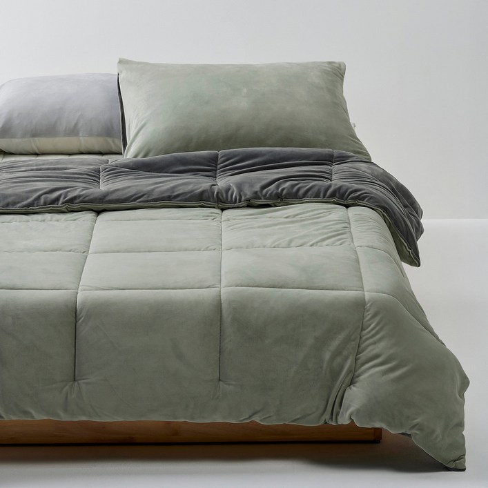 JAJU 밍크 플리스 배색 차렵이불 SS 그레이 J605402001581 442742