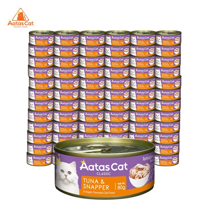 아타스 프리미엄 고양이 습식 주식캔, 혼합참치스내퍼도미, 80g, 72개