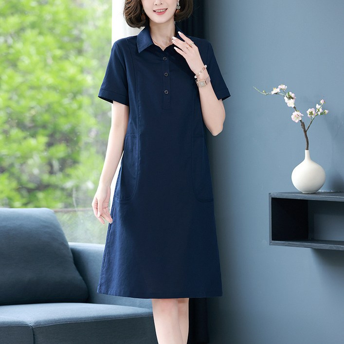 ANYOU 여성 면마 원피스 캐주얼 일자 고급 린넨 셔츠 롱 원피스 ANYOU 여성 면마 원피스 캐주얼 일자 고급 린넨 셔츠 롱 원피스