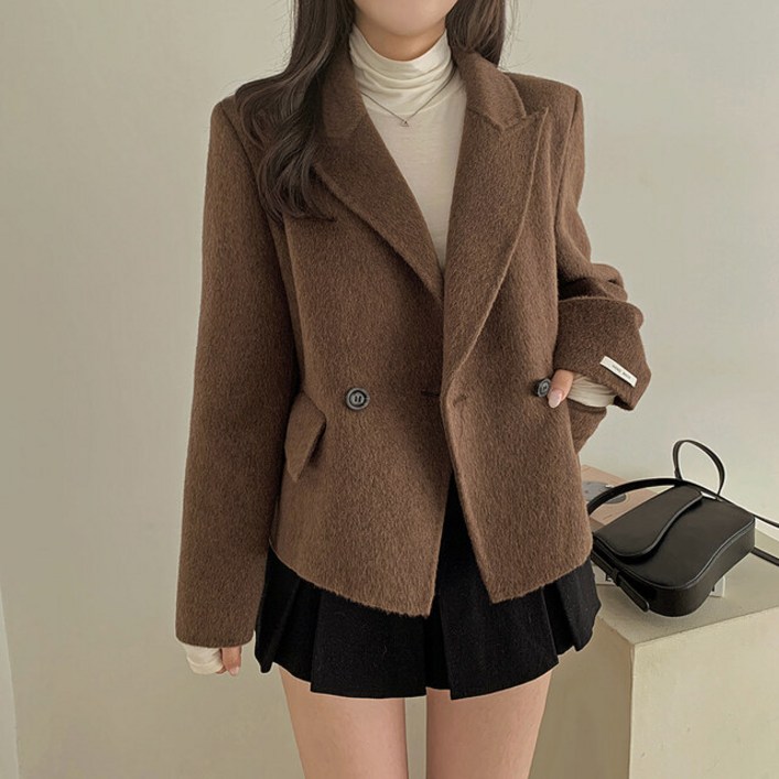 레티고 핸드메이드 원버튼 긴팔 모직 코트 자켓