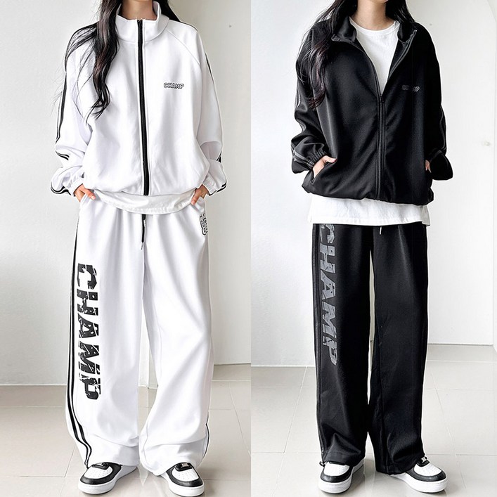 힙한셋업룩 챔프 2선 트랙세트 트레이닝 SET 데일리 꾸안꾸 스트릿 와이드팬츠 자켓 운동복 남녀공용