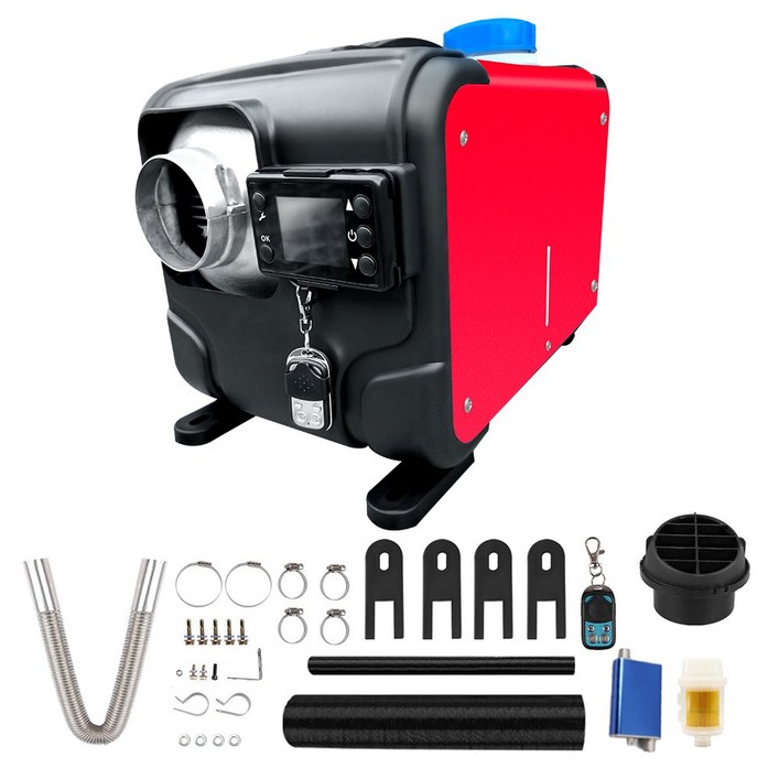 테크먼트 최신형 1구 무시동히터 저소음 연로펌프 일체형 이동식 캠핑카 차박 차량용 12V 24V 220V 겸용, Y10-레드, 1개