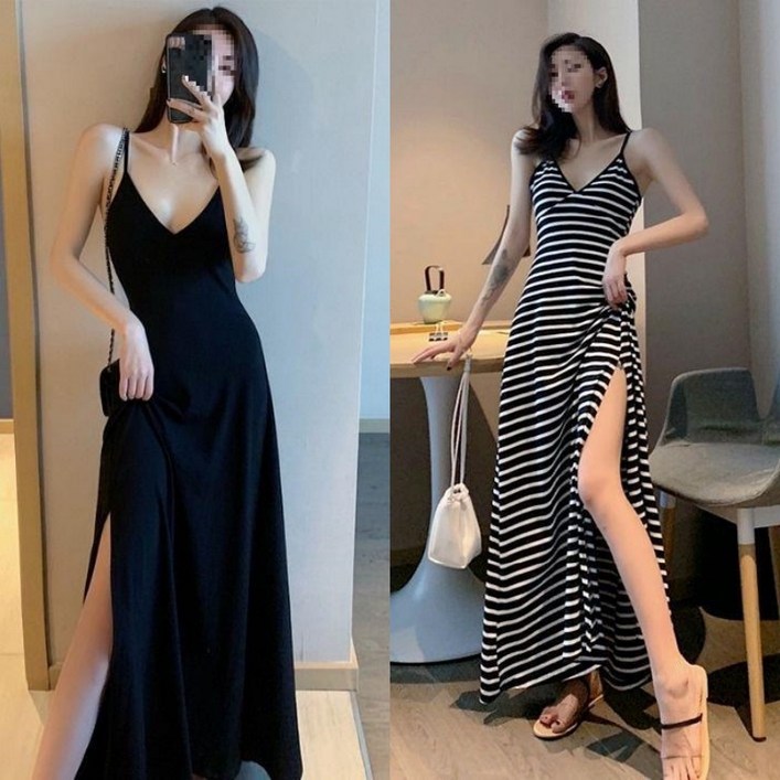 여성 슬림라인 끈나시 원피스 2P