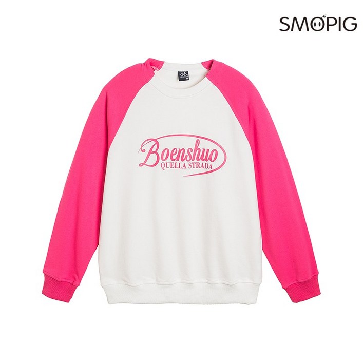SMOPIG 가을 겨울 남성 루즈핏 빈티지 심플 프린트 패치 순면 라운드 긴팔 맨투맨