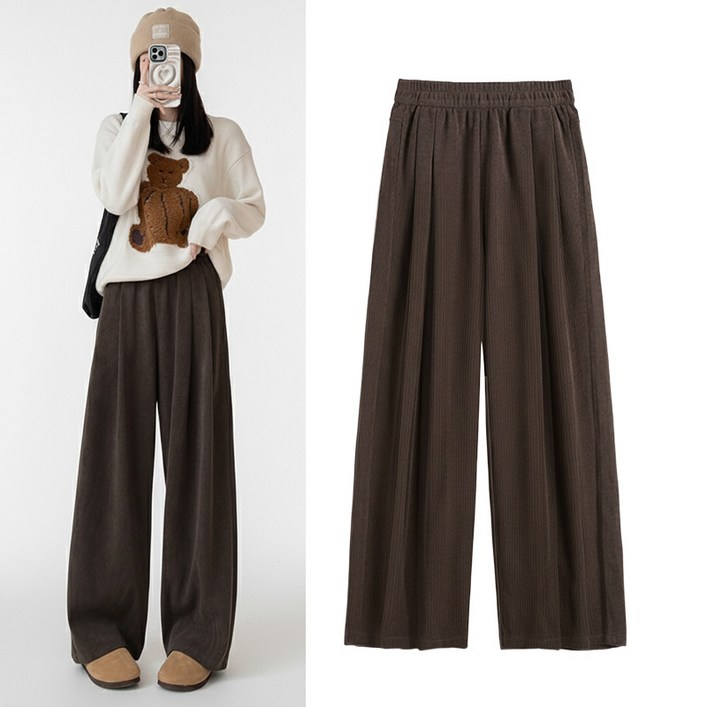 스토리원 WMFWBT052 여성 3타입 일반기모램스킨 와이드 밴딩 팬츠